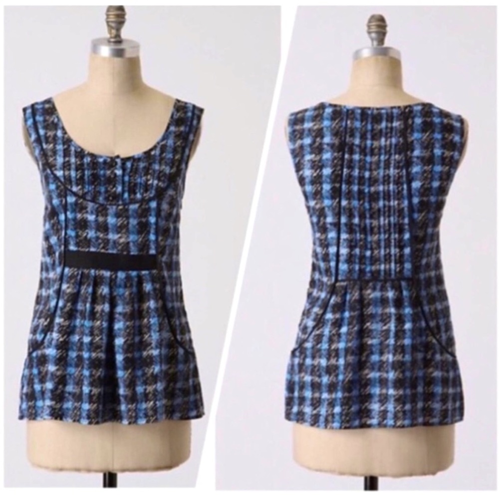 Anthropologie Odille Holmes Lens Plaid Top Size 0